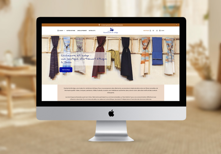 Site internet e-commerce pour vêtements cachemire et décoration
